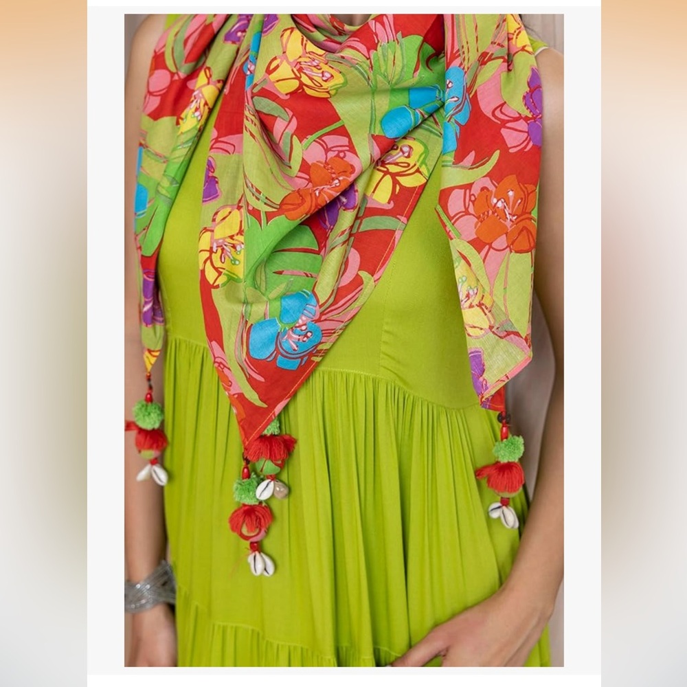 Janasya Vibrant Green Women's Kurta & Scarf XXL - Picture 4 of 4